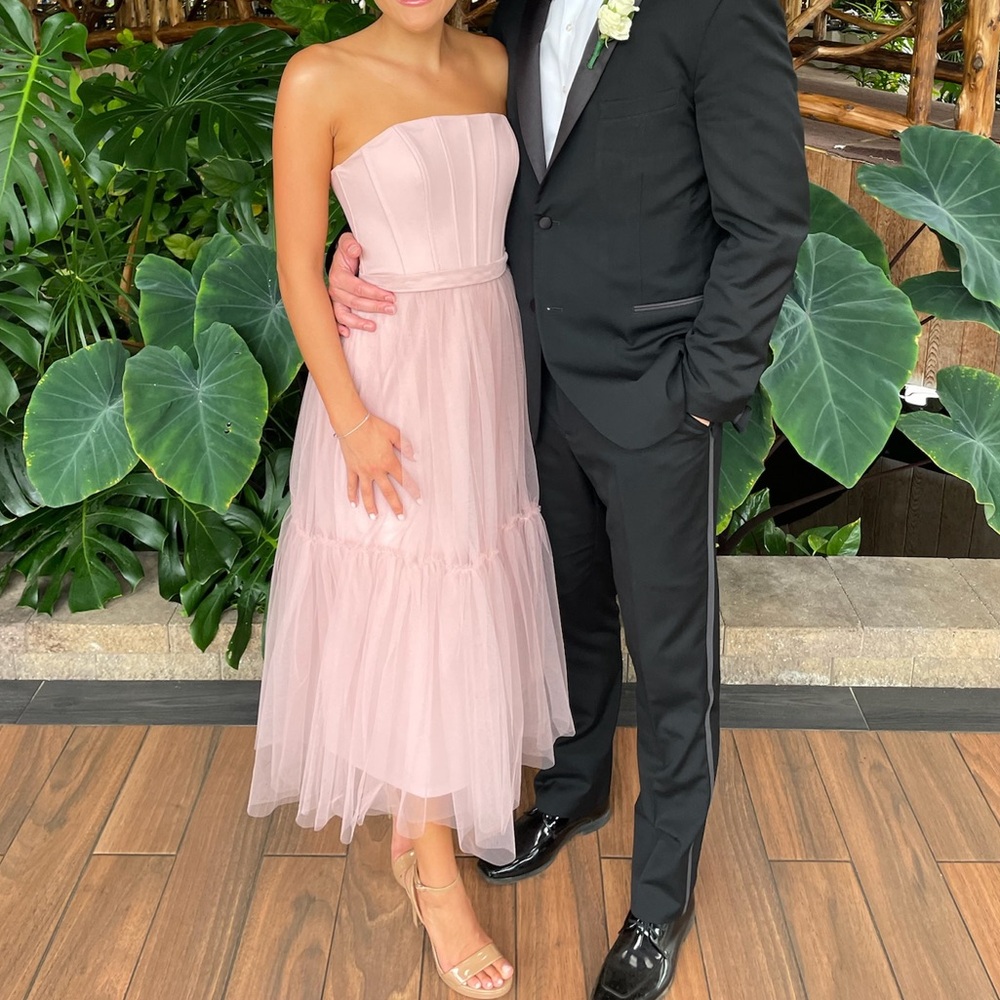 BHLDN Strapless A-line Tulle Midi Dress